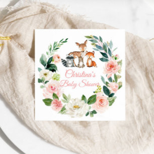 Woodland Animals Greenery Baby Shower Napkin
