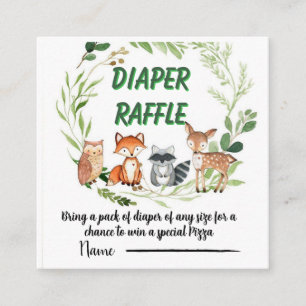 Woodland animals greenery diaper raffle enclosure card
