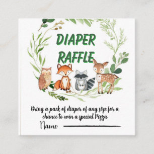 Woodland animals greenery diaper raffle enclosure card