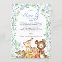 Woodland Animals Greenery Drive By Baby Shower