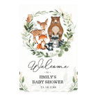 Woodland Animals Greenery Gold Forest Welcome Baby