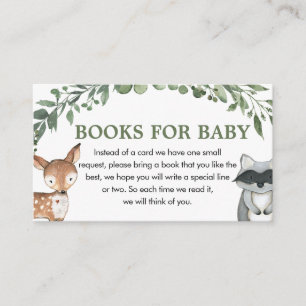 Woodland Animals Greenery Shower Books for Baby Enclosure Card