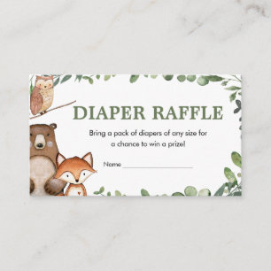 Woodland Animals Greenery Shower Diaper Raffle Enclosure Card