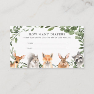 Woodland Animals Guess How Many Diapers Card
