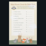Woodland Animals Guess the Price Baby Shower Game Flyer<br><div class="desc">Cute and trendy woodland animals baby shower game! Features an owl, racoon, rabbit, fox, bear and deer on an earthy, textured background. Coordinating items found in our Zazzle shop, but please contact us if you need this design applied to a different product. Thank you so much for viewing a DoodleLulu...</div>