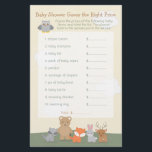 Woodland Animals Guess the Price Baby Shower Game Flyer<br><div class="desc">Cute and trendy woodland animals baby shower game! Features an owl, racoon, rabbit, fox, bear and deer on an earthy, textured background. Coordinating items found in our Zazzle shop, but please contact us if you need this design applied to a different product. Thank you so much for viewing a DoodleLulu...</div>