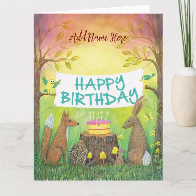 Woodland Animals Happy Birthday Card (Front)
