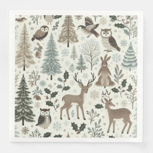 Woodland Animals Holiday Paper Napkin