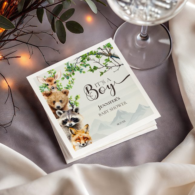 Woodland Animals It’s a Boy Baby Shower Napkins (Creator Uploaded)