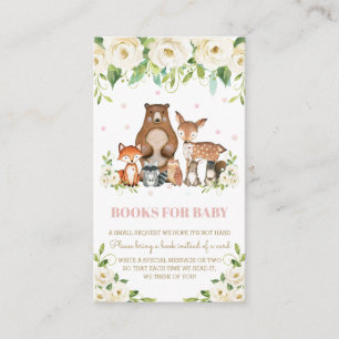 Woodland Animals Ivory White Floral Books for Baby Enclosure Card