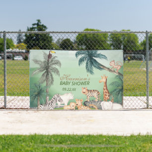 Woodland Animals Jungle Greenery Baby Shower  Banner