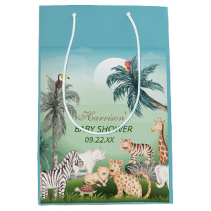 Woodland Animals Jungle Greenery Baby Shower Medium Gift Bag