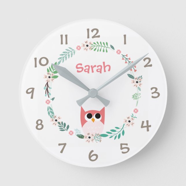 Woodland Animals Kids Nursery Wall Clock (Front)
