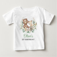 Woodland Animals Leafy Greenery 1st Birthday Boy