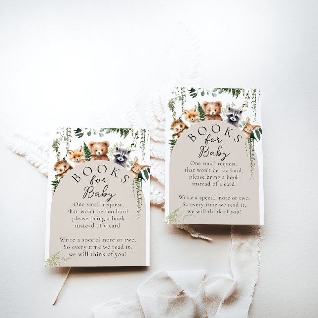 Woodland Animals Modern Baby Shower Book Enclosure Card (Creator Uploaded)