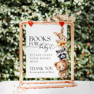 Woodland Animals Modern Baby Shower Books Poster