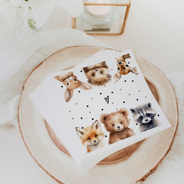 Woodland Animals Modern Baby Shower Napkin (Creator Uploaded)