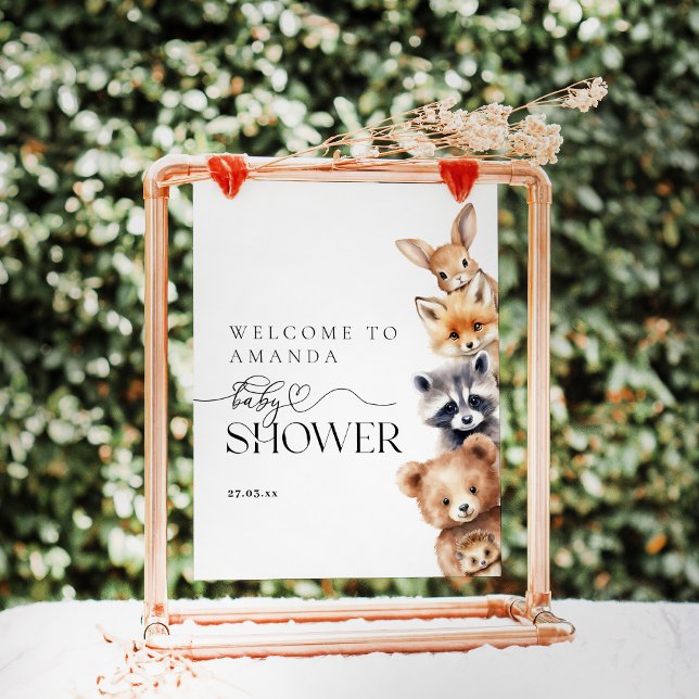 Woodland Animals Modern Baby Shower Poster (Creator Uploaded)