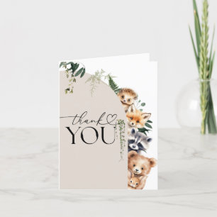 Woodland Animals Modern Baby Shower Thank You Card