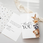 Woodland Animals Modern Baby Shower Thank You Card<br><div class="desc">Introducing our enchanting Woodland Baby Shower design – the perfect blend of adorable baby animals, modern design, and heartfelt typography, all wrapped up in a minimalist yet trendy package. Designed for those who appreciate the beauty of simplicity and the charm of woodland creatures, this invitation promises to set the tone...</div>