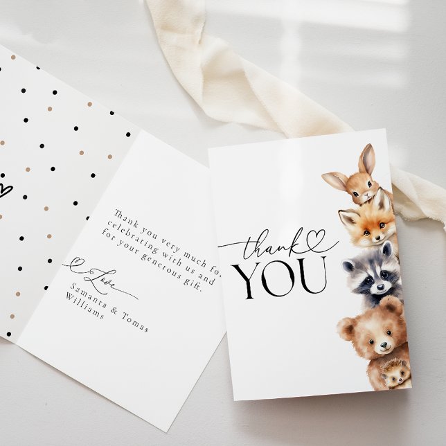 Woodland Animals Modern Baby Shower Thank You Card (Creator Uploaded)