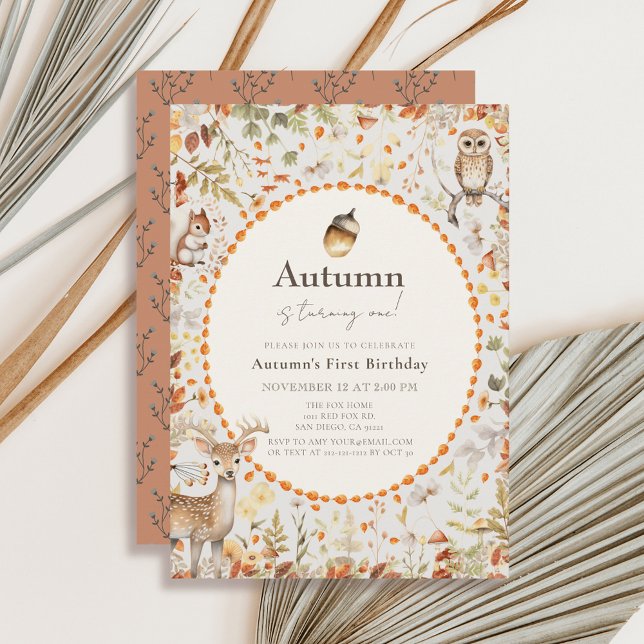 Woodland Animals Mushroom Forest 1st Birthday Invitation (Creator Uploaded)