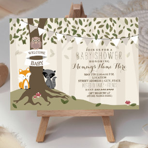 Woodland Animals Neutral Baby Shower Invitation