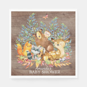 Woodland Animals Neutral Baby Shower Paper Napkins