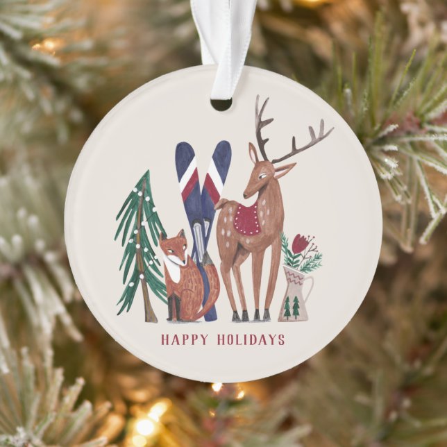 Woodland animals nordic ski Christmas kids Ornamen Ornament (Tree)