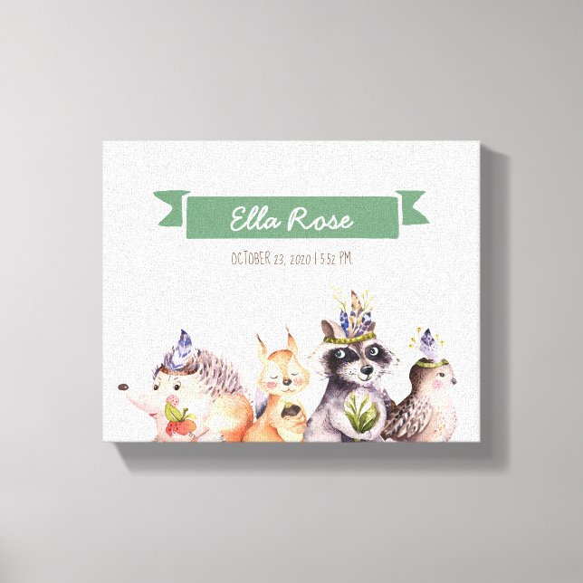 Woodland Animals Nursery Name Wall Art (Front)