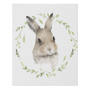 Woodland Animals Nursery Watercolor Bunny Rabbit Faux Canvas Print