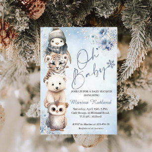 Woodland Animals Oh Baby Winter Baby Shower Invitation