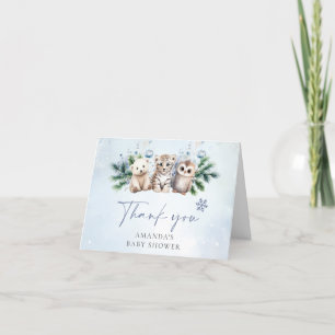Woodland Animals Oh Baby Winter Baby Shower Thank You Card