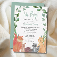 Woodland Animals Oh Boy Baby Shower  Invitation