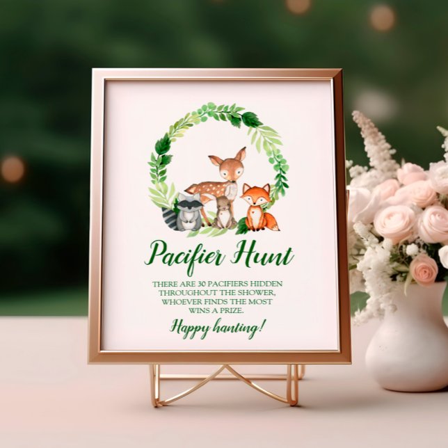 Woodland Animals Pacifier Hunt Game Sign (Creator Uploaded)