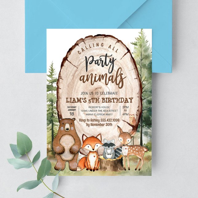 Woodland Animals Party Forest Birthday Invitation (Creator Uploaded)