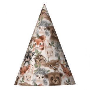 Woodland Animals Pattern Party Hat