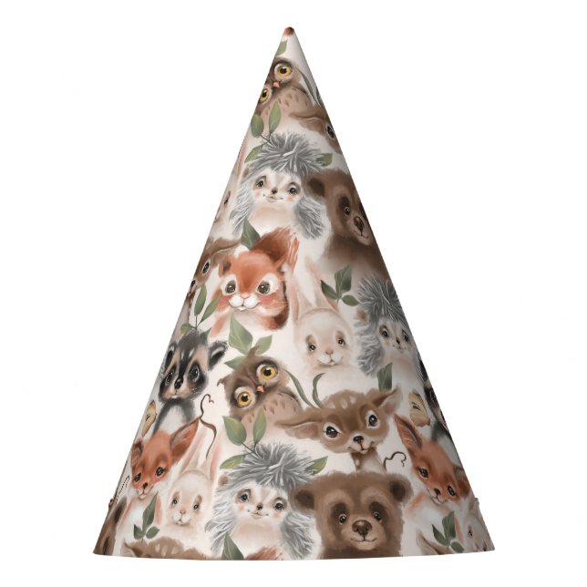 Woodland Animals Pattern Party Hat (Front)