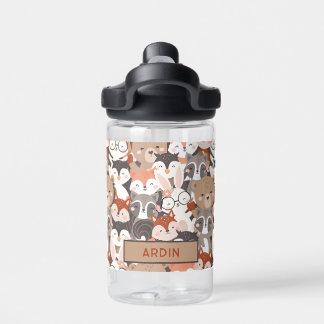 Woodland Animals Personalised Kids Water Bottle