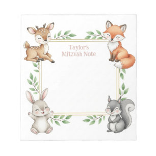 Woodland Animals Personalised Mitzvah Note Notepad