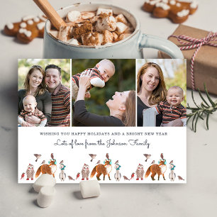 Woodland Animals Photo Holiday Christmas Postcard