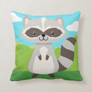 Woodland Animals Racoon Pillow