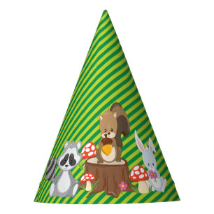 Woodland Animals Racoon Squirrel Rabbit Party Hat
