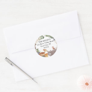 Woodland Animals  Return Address Classic Round Sticker