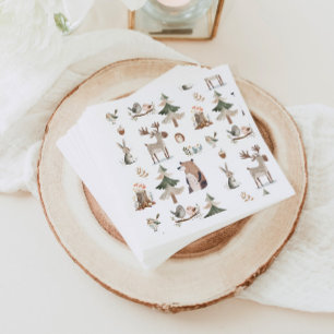 Woodland animals rustic Baby Shower Napkin