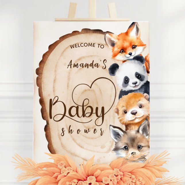 Woodland Animals Rustic Baby Shower Welcome Sign (Creator Uploaded)