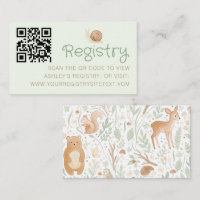 Woodland Animals Sage Green Beige QR Code Registry