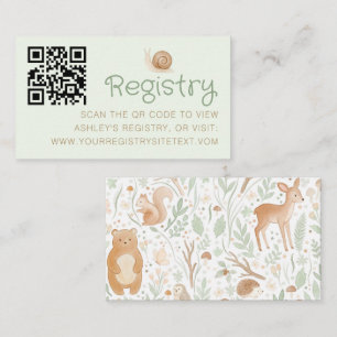 Woodland Animals Sage Green Beige QR Code Registry Enclosure Card