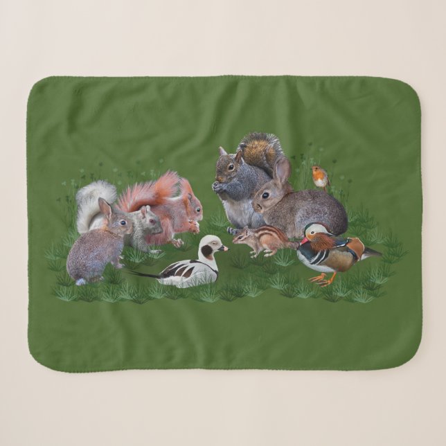 Woodland Animals Sherpa Blanket (Front (Horizontal))
