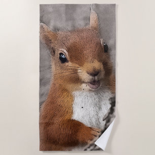 Woodland animals squirrel nursery beach towel